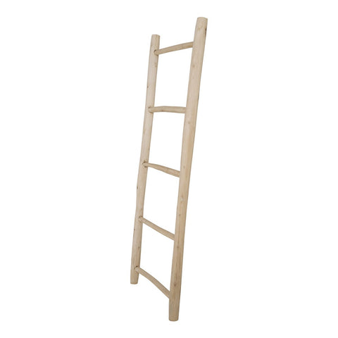 Rootz Decorative Teak Ladder - Rustic Plant Stand - Towel Rack - Durable Teak Wood - 50cm x 150cm