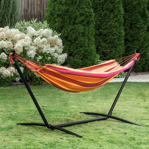 Rootz Hammock with Stand - Hanging Bed - Portable Lounger - Max. 120kg - 298L x 117W x 105H cm - Includes Carry Bag