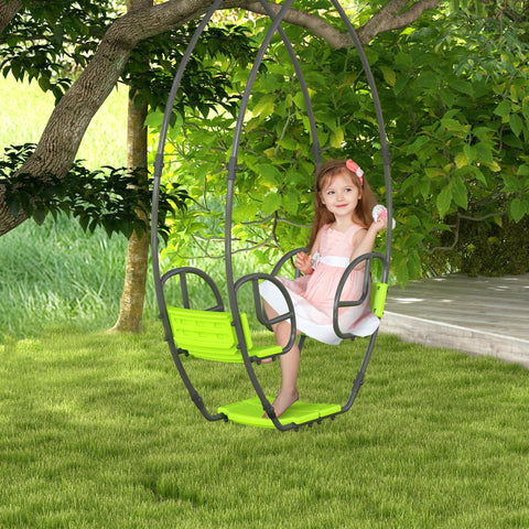 Rootz Children's Swing - Kids Metal Swing - Double Swing Set - Supports Up to 70kg - 110.5 x 40.5 x 180 cm - Green