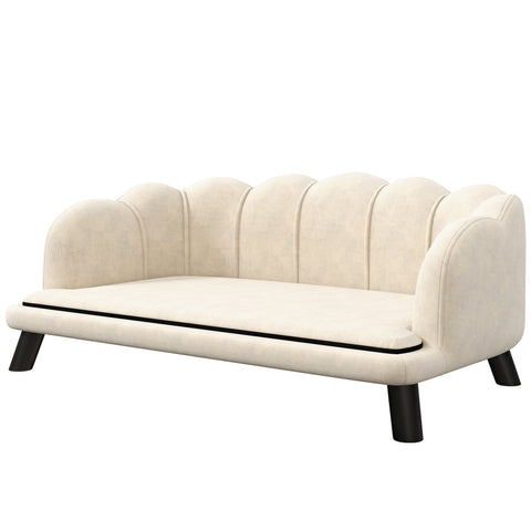 Rootz Dog Sofa Cat Bed - Pet Couch - Animal Lounger - Soft Velor Cushion - 98.5cm x 60.5cm x 35.5cm - Elegant Shell Design