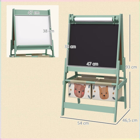 Rootz Kids 3-in-1 Table Set - Chalkboard - Whiteboard - Boosts Creativity - 54cm x 46.5cm x 93cm - Includes Storage Baskets