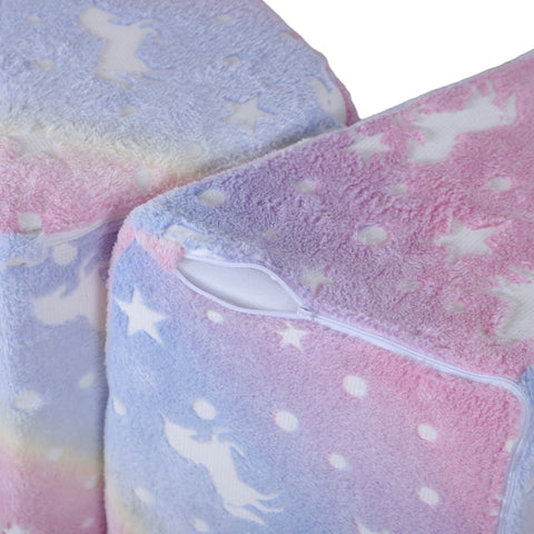 Rootz Kids Play Sofa - Children's Couch - Convertible Furniture - 5-Piece Set - Glowing Patterns - High-Density Foam - Pink - Velvet Material - 50cm x 48cm x 27.5cm