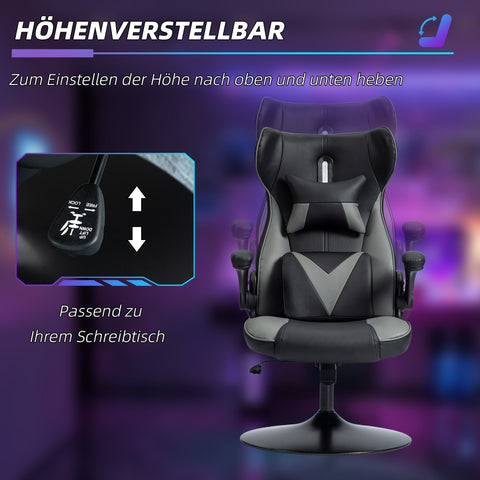 Rootz Rocking Gaming Chair - Swivel Seat - Ergonomic Chair - Height Adjustable - 67cm x 71cm x 112cm - Ultimate Comfort