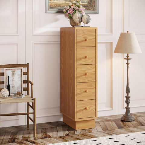 Rootz 5-Drawer Dresser - Chest of Drawers - Storage Cabinet - Ample Storage - 40cm D x 25cm W x 100cm H