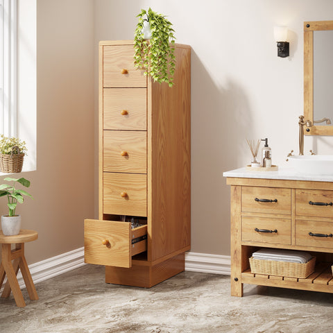 Rootz 5-Drawer Dresser - Chest of Drawers - Storage Cabinet - Ample Storage - 40cm D x 25cm W x 100cm H