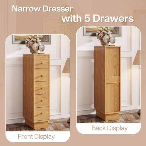 Rootz 5-Drawer Dresser - Chest of Drawers - Storage Cabinet - Ample Storage - 40cm D x 25cm W x 100cm H
