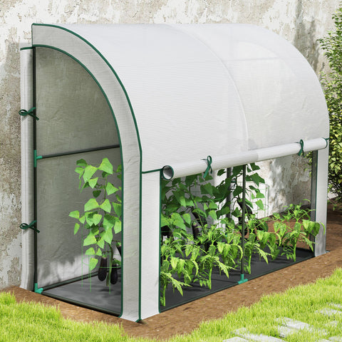 Rootz Wall Mounted Greenhouse - Plant House - Garden Shelter - Weed Barrier - 200 x 80 x 157cm White