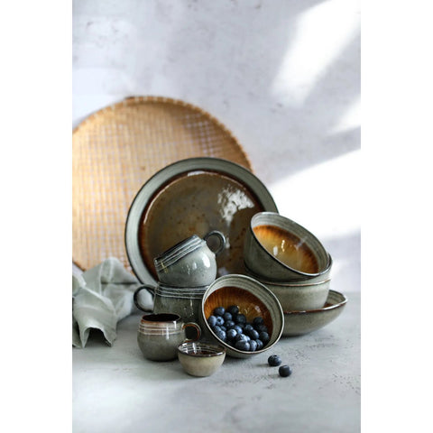 Rootz Comporta Pasta Plate Set - Dinnerware - Chip-Proof Plates - Crackle Glaze - 22cm x 22cm x 5cm