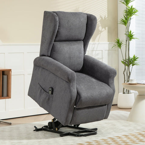 Rootz Electric Recliner Chair with Stand-Up Aid - TV Armchair - Linen Fabric - Remote Control - 72.5cm x 94cm x 109cm