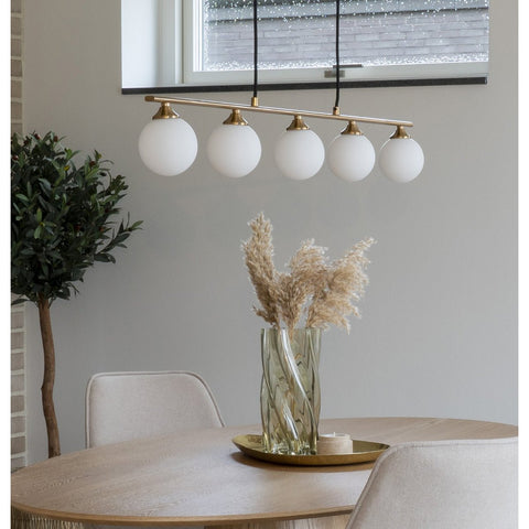 Rootz Halifax Pendant - Brass Lighting - Ceiling Light - Elegant Design - 110cm x 10cm x 16cm - 150cm Fabric Cord