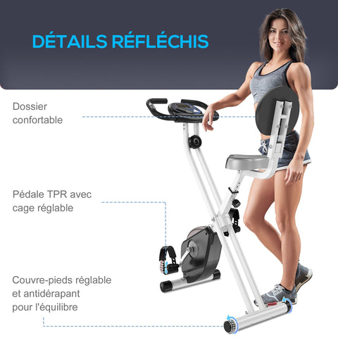 Rootz Foldable Magnetic Exercise Bike - Fitness Bike - Home Trainer - Adjustable Saddle - 43L x 97W x 109H cm