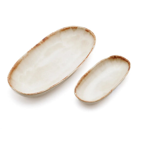 Rootz Cascais Oval Plate Set of 6 - Dinnerware - Tableware - Chip-proof - 24cm x 13cm x 3cm