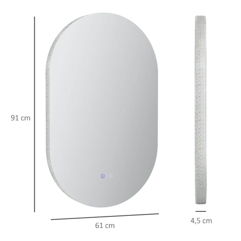 Rootz Oval LED Bathroom Mirror - Vanity Mirror - Wall Mirror - Anti-Fog Function - 91cm x 61cm x 4.5cm