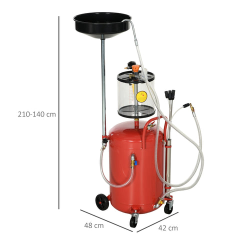 Rootz Portable 2-in-1 Oil Extractor - Oil Collector - Fluid Separator - Height-Adjustable Funnel - 80L Capacity - 48cm x 42cm x 120-140cm