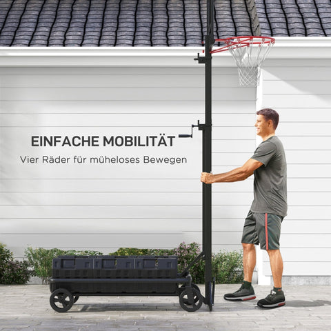 Rootz Portable Basketball Hoop - Adjustable Height Hoop Set - Basketball Hoop Stand - Extra-Wide Base - Easy Transport - 300-366cm x 128cm x 66cm