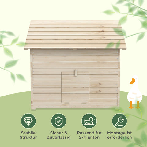 Rootz Duck House - Poultry Shelter - Animal Coop - Raised Floor - 100cm x 82.5cm x 91cm - Durable Fir Wood Design