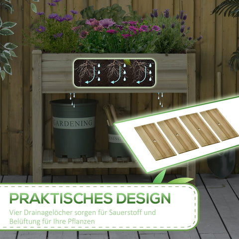 Rootz Raised Wooden Planter - Garden Bed - Wooden Flower Box - Back-Friendly Design - 91L x 51W x 76H cm