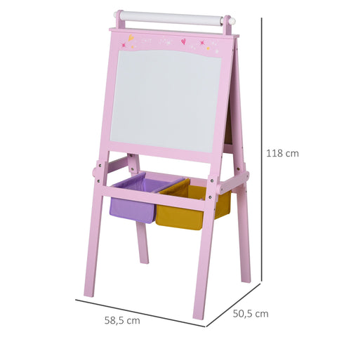 Rootz Children's Board Easel - Kids Art Easel - Double-Sided Easel - Enhances Creativity - 58.5cm x 50.5cm x 118cm