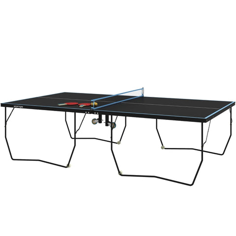 Rootz Table Tennis Table - Ping Pong Table - Compact Foldable - Versatile Use - 274cm x 152.5cm x 76cm - Black Steel MDF - Wheels - Accessories