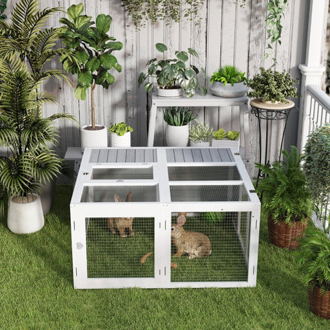 Rootz Rabbit Hutch - Small Animal Enclosure - Rabbit Cage - Weatherproof Shelter - 120cm x 120cm x 60cm