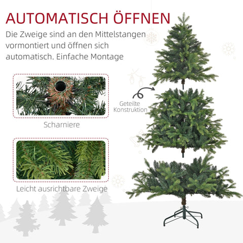 Rootz Christmas Tree - Artificial Pine Tree - Bushy Xmas Tree - Flame-Retardant Branches - Sturdy Metal Base - 122cm x 180cm