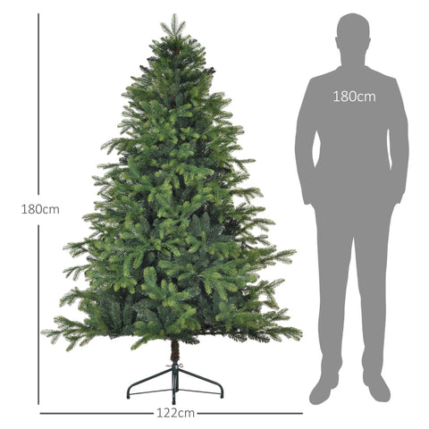 Rootz Christmas Tree - Artificial Pine Tree - Bushy Xmas Tree - Flame-Retardant Branches - Sturdy Metal Base - 122cm x 180cm