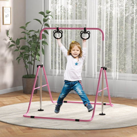 Rootz Children's Gymnastics Horizontal Bar - Kids Gym Setup - Adjustable Fitness Equipment - Safe Design - 148cm x 105cm x 88-128cm