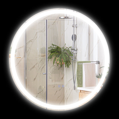 Rootz Round LED Bathroom Mirror - Vanity Mirror - Illuminated Mirror - Touch Switch - Anti-Fog - Ø 70 x 3.4cm