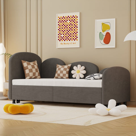 Rootz Sofa Bed with Drawers - Twin Size Upholstered - Velvet Sofa - Extra Storage - 210cm x 99cm x 82.5cm
