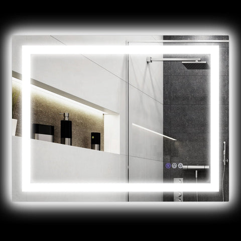 Rootz LED Bathroom Mirror - Wall Mounted Vanity Mirror - Makeup Mirror - Adjustable Lighting - Anti-Fog Technology - 80cm x 60cm x 4cm