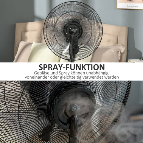 Rootz 2-in-1 Ventilator - Pedestal Fan - Mist Fan - Adjustable Mist Levels - Aromatherapy Compatible - Programmable Timer - Ø 44.5 x 135H cm - Silver + Black