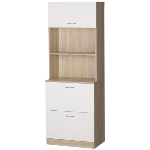 Rootz Kitchen Buffet Cabinet - Multi-Purpose Storage - Modern Kitchen Cupboard - Large Worktop - 60 x 38 x 168 cm - MDF - White