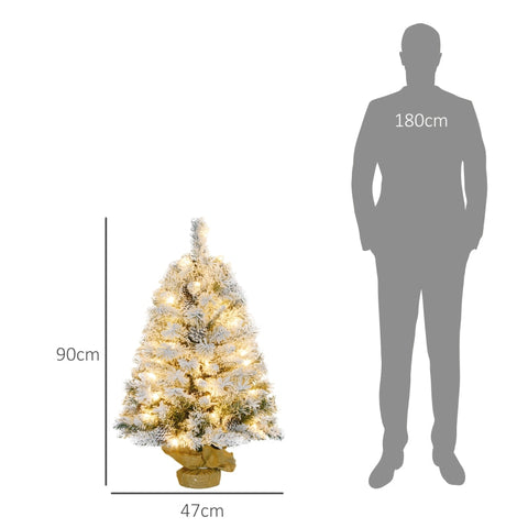 Rootz LED Christmas Tree - Artificial Xmas Tree - Warm White LED Lights - Decorative Pine Cones - Flame-Retardant Branches - 47cm x 90cm