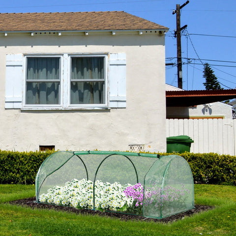 Rootz Greenhouse with Door - Cold Frame - Plant House - Steel & Plastic - Protect Plants - 200 x 100 x 80 cm - Green