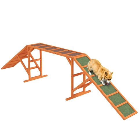 Rootz Agility Dog Ramp - Training Course - Non-Slip Pet Ramp - Weatherproof Wood - Confidence Boost - 325cm x 55cm x 69cm