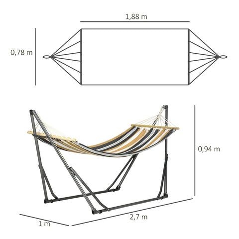 Rootz Garden Folding Hammock - Drying Rack - Hammock Stand - 120kg Load - 270cm x 100cm x 94cm