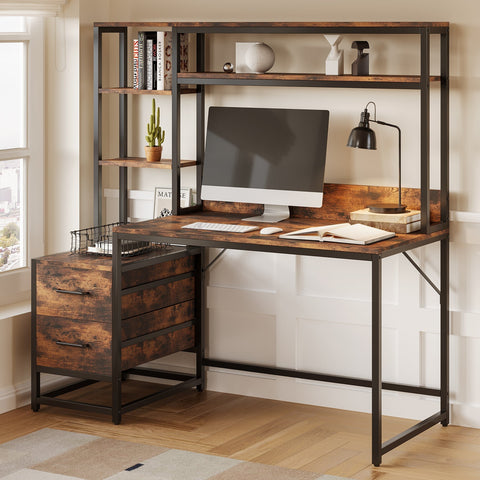 Rootz All-in-One Computer Desk - Workspace Station - Multipurpose Desk - Ample Storage - 55cm D x 140cm W x 153cm H