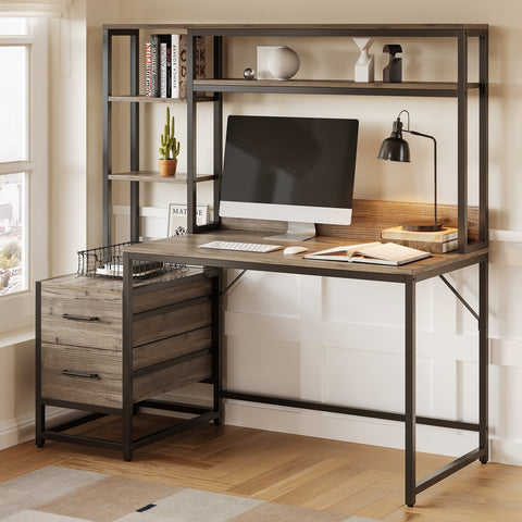 Rootz All-in-One Computer Desk - Workspace Station - Multipurpose Desk - Ample Storage - 55cm D x 140cm W x 153cm H