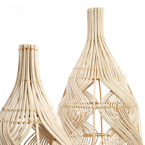 Rootz Garaffa Pendant Lamp - Versatile Rattan Light - Bottle-Shaped Lighting - 20cm x 20cm x 55cm