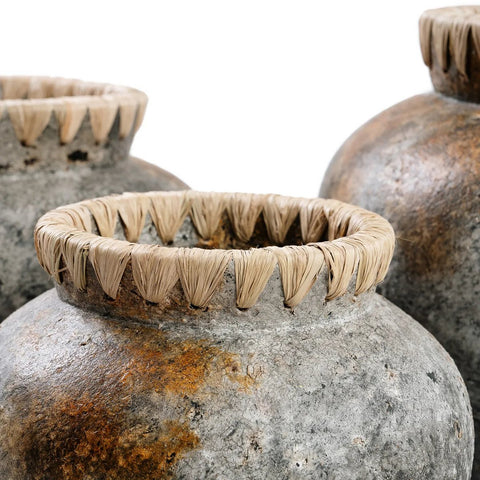 Rootz Styly Vase - Antique Vase - Terracotta Vase - Coastal Decor - 22cm x 22cm x 19cm