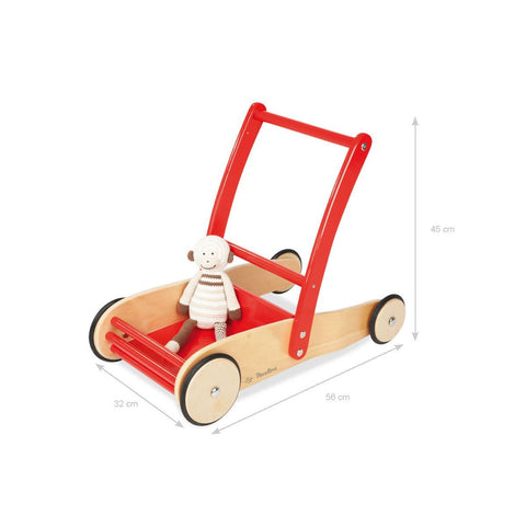 Rootz Learning Walker 'Uli' - Push Walker - Baby Walker - Adjustable Braking - 56cm x 32cm x 45cm - Red