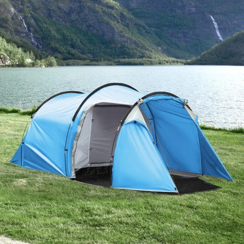 Rootz Campingtent - Pop-up Tent - Voorkamer - Transporttas - Slaapgedeelte - Waterdicht - Draagtas - Polyester - Glasvezel - Lichtblauw - 426L x 206W x 154H cm