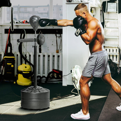 Rootz Boxing Stand with Punching Ball - Height Adjustable - Rotatable - Strength Training - 80.5 x 48 x 163-205 cm