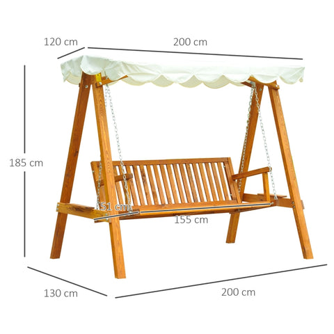 Rootz Hollywood Swing - Tuinschommel - Buitenschommel - Duurzaam Lariks &amp; Metaal - Comfortabele zitplaatsen - Weerbestendige luifel - 200 cm x 130 cm x 185 cm