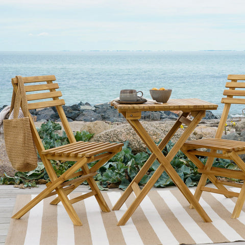 Rootz Cuenca Café Set - Patio Set - Outdoor Furniture - Teak Natural Wood - Chairs 46x50x89cm & Table 60x60x75cm