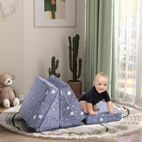 Rootz Play Sofa for Kids - Transforming 5-Piece Set - Stairs & Obstacle Course - Star Pattern - High-Density Foam - Easy Cleaning - 50W x 50D x 27.5H cm