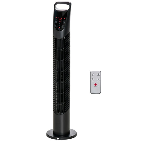 Rootz Tower Fan - Pedestal Fan - Oscillating Fan - Quiet Operation - Timer - Remote Control - 18x78.5cm - Black