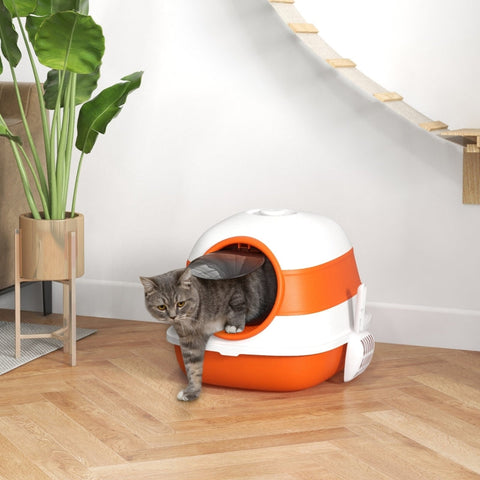 Rootz Cat Toilet - Cat Litter Box - Feline Privacy Enclosure - Prevents Litter Scatter - Odor Control - Easy Cleaning - 52cm x 41cm x 38cm - Plastic, ABS