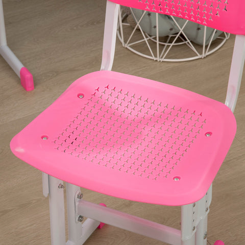 Rootz Children's Desk and Chair Set - Study Table - Kids Workstation - Height Adjustable - 60 x 45 x 90-102 cm - Pink