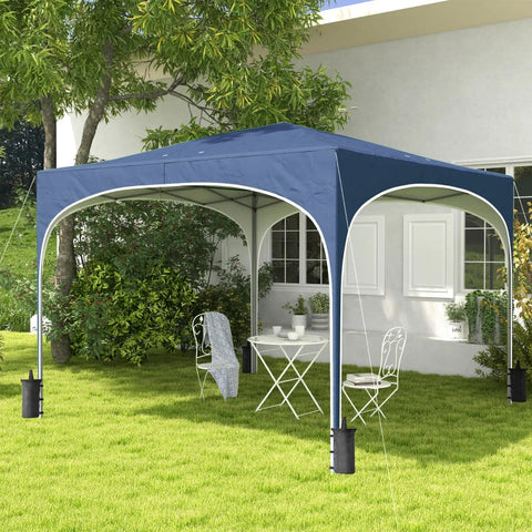 Rootz Folding Gazebo - Pavilions & Party Tents - Height Adjustable - Metal Supports - Robust Tarpaulin - Including Carrying Bag - Dark Blue - 2.95 x 2.95 x 2.55m
